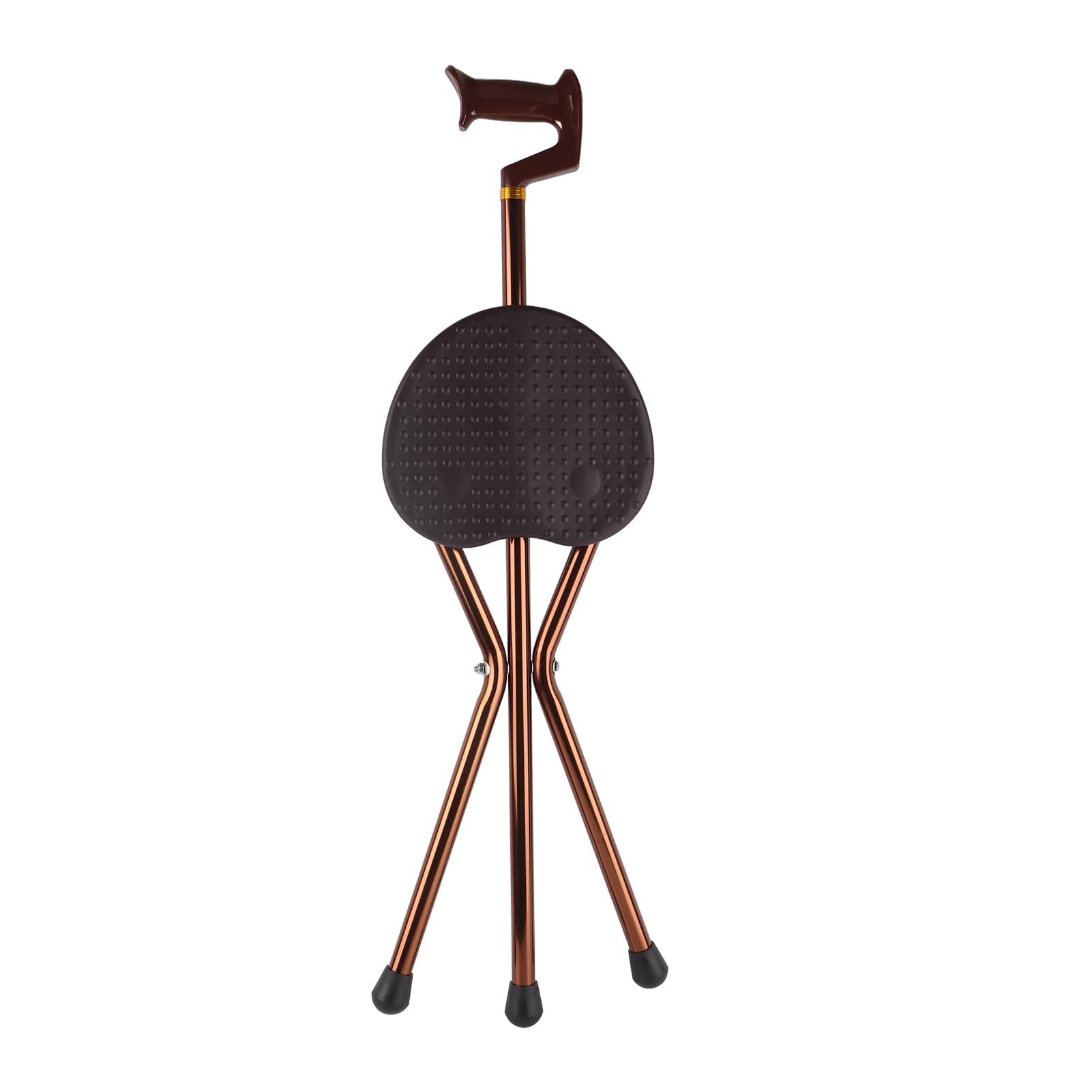 Silla De Bastón Plegable Portátil con Cojín De Masaje Aleación De Aluminio Baston con Silla Plegable para Ancianos,Taburete De Caña De Metal para Actividades Al Aire Libre, Campamentos