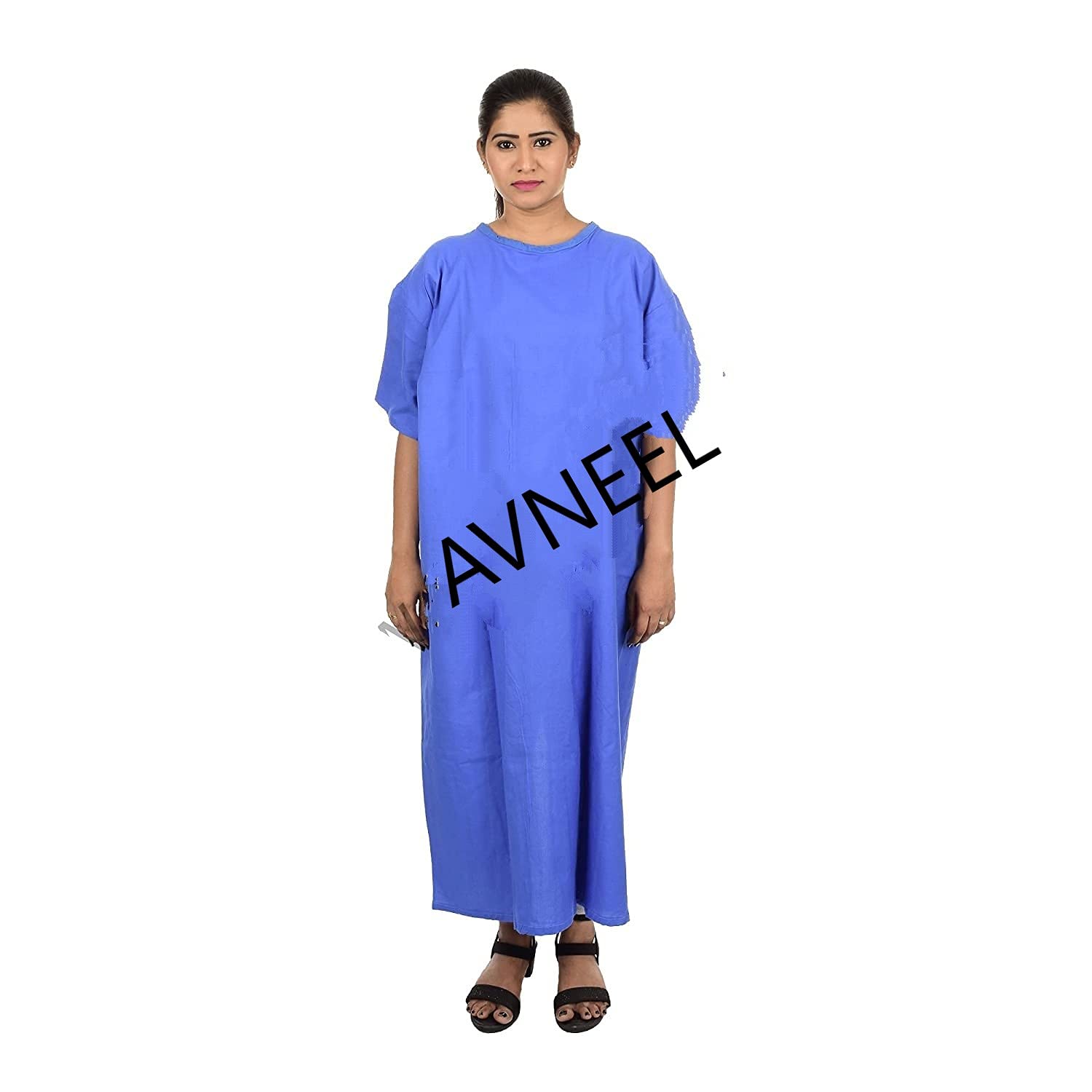 Poly Cotton Patient Gown for Examination/Hospital Use, Royal Blue, Free Size Unisex