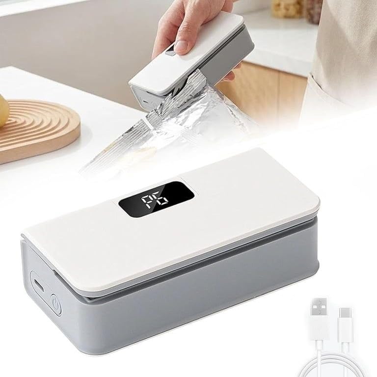 1Pc, Portable Mini Magnetic Sealing Machine USB Rechargeable Heat Bag Sealer with Cutter, LED Display Handheld Food Bag Sealer for Chips Snacks Plastic Bags.-image-19