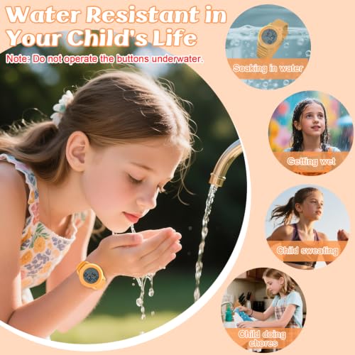 Image of Edillas Kids Digital Watch 7-Color LED Light Waterproof Wristwatch Ideal for Children