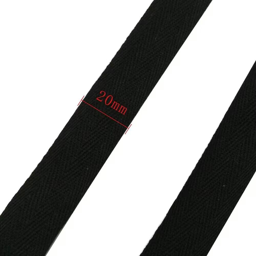 LucyStudio Herringbone Webbing Binding Tape 45m 20mm Cotton Bias Tape Black/White/Natural White Sewing Bunting Roll Tape for DIY Garment Seaming Hemming Piping Dressmaking(Balck) - Image 2