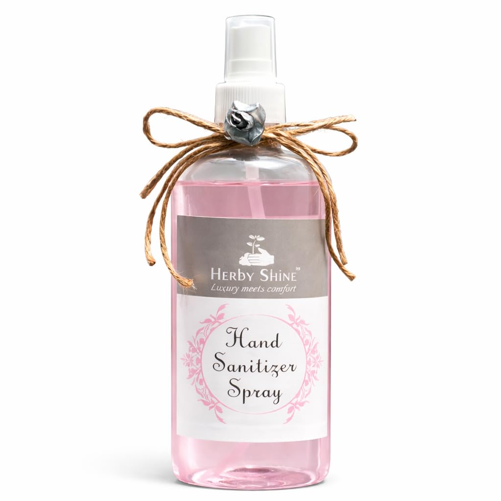 Herbyshine Hand Sanitizer Spray 500ml | 70% Alcohol Disinfectant | Kills 99.9% Germs | Multi-Surface & Toilet Sanitizer | Quick Dry, Skin Safe, Rose Fragrance | Chiemical Free Pack 1