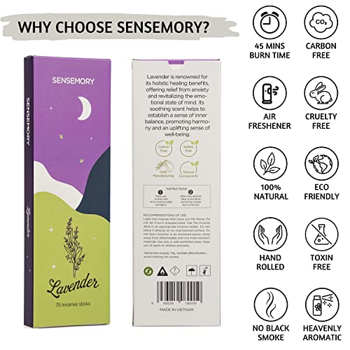 Non-Toxic Lavender Incense Sticks Pack Of 75, Aromatherapy Incense For Air Purifier,Natural Incense Sticks Organic, Incense Sticks Natural, Calming Incents-Sticks Gifts For Dad, Mom, Meditation Lovers #TOP3