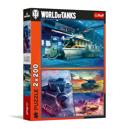 Trefl - Puzzle 2 en 1 : World of Tanks, Armoured Mission - 2 x 200 pièces - Lot de Deux Puzzles pour Adolescents