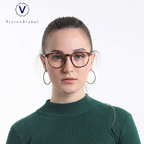 Image of VisionGlobal Blue Light Blocking Glasses, Lightweight Oval Frame, Computer Glasses for Gaming, Office, TV