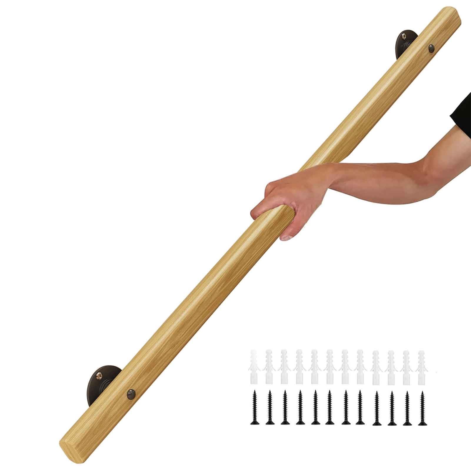 RRrawgff Wooden Railing Safety Hand Rails Banister for Stairs, Comfortable Barrier-Free Stair Handrail for the Elderly Balustrade kit(7ft/210cm)