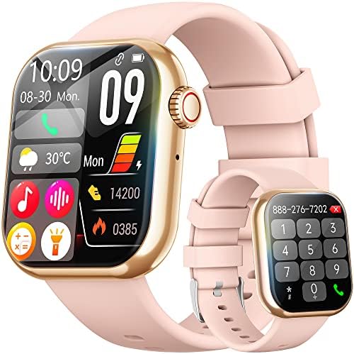 1.91'' Smart Watch for Women Men, Answer/Make Call, 50+ Sports Modes, Fitness Tracker with SpO2/Heart Rate/Sleep Monitor, Voice Assistant, Music and More, Smartwatch for iPhone iOS Android (Pink)