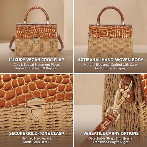 Bolso Tote de Paja Vegano Artesanal para Mujer miniatura 5