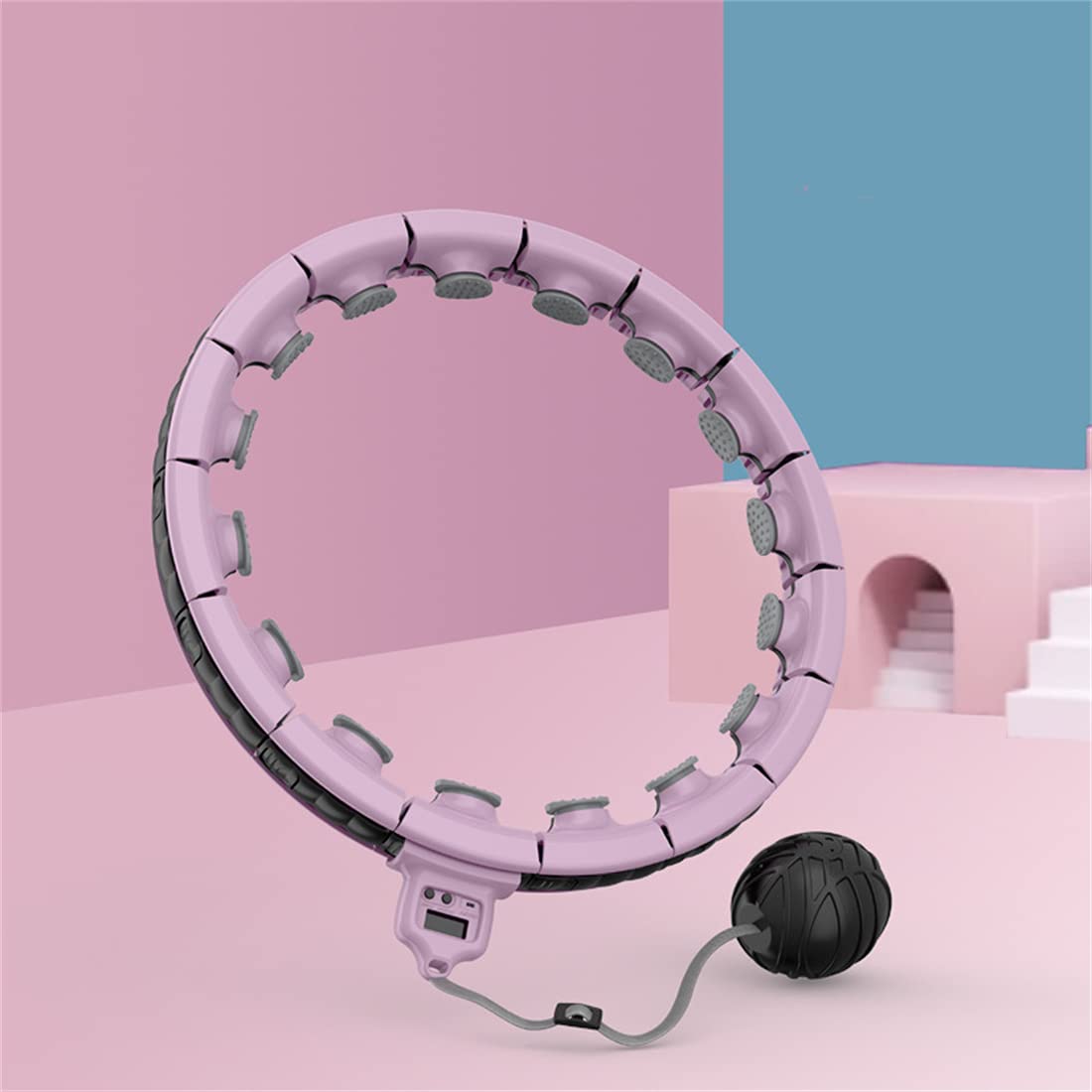 Hula Hoop per Adult & Kids Addome Esercizio, Hula Hoop Ponderato con Contatore, 16 Nodi Staccabili, per Adulti Fitness,Viola
