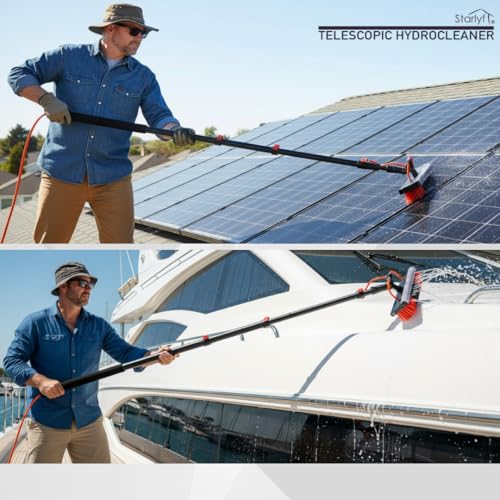 Miniatura 6 de Barra Telescópica Extensible, 7 Metros, Manguera Interior Para La Limpieza Placas Fotovoltaicas, Limpiador Placas Solares, Dispensador De Jabon
