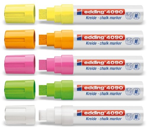Edding Kreidemarker Kreidestift Fenster Sprühkreide, 3er Set weiß 1-15