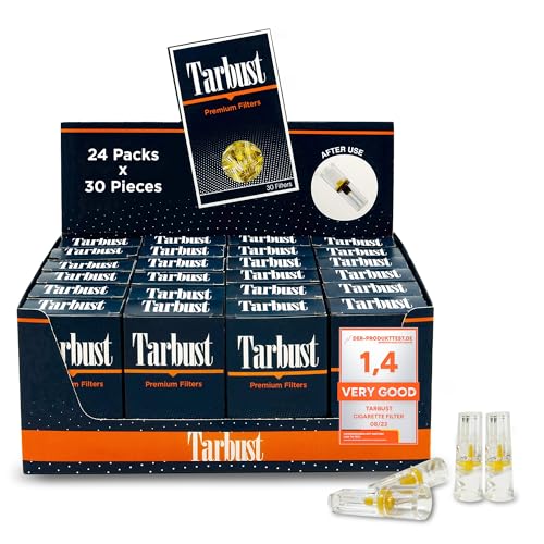 Tarbust 720 Filtre Cigarette Anti Goudron et Nicotine pour Tailles Régulières et King size, 720 par Paquet, Filtre Anti Goudron, Embout Cigarette Tabac, 8 mm