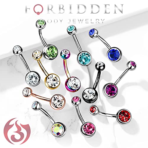Forbidden Body Jewelry 14g Titanium Double Jeweled Purple CZ Crystal Belly Button Ring by Forbidden Body Jewelry - Used condition - Image 4
