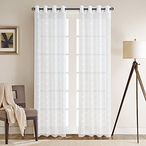Gyrohome Grommet Top décoratif Sheer pour Famille utilisé en Chambre à Coucher, Salon, Vendu par 2 Panneaux Gh1058, Beige, 52"×54"×2 Cover