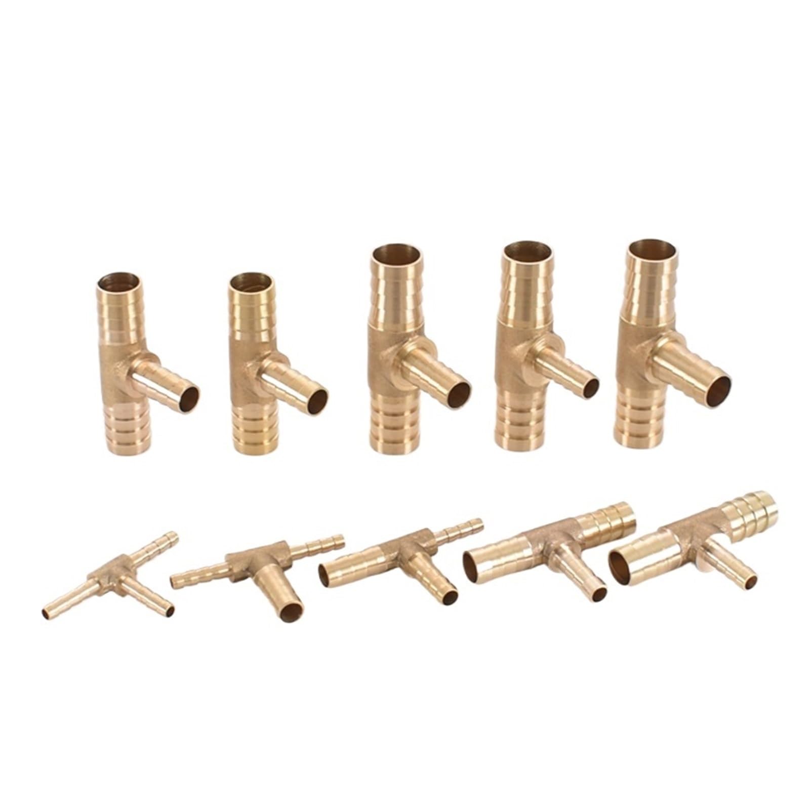 4mm 5mm 6mm 8mm 10mm 12mm 14mm 16mm Tee Type Hose Barb Brass 3 Way Tube Pipe Fitting Coupling Joint(10-4-10mm OD)