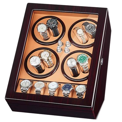 JXCCA Caja de regalo automática para reloj de hombre, caja de regalo para hombres, caja de madera para hombre, 8 posiciones de cuerda y 5 posiciones de almacenamiento, color piano, rotación
