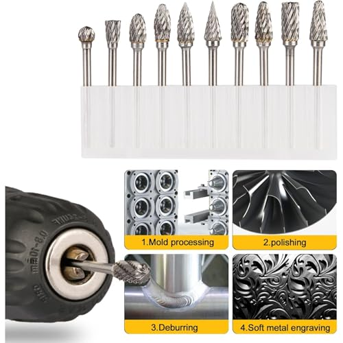 Set de fresas de carburo para grabado y corte 10 piezas miniatura 7