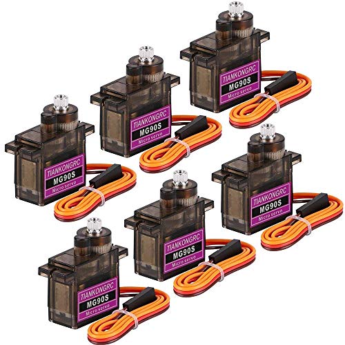 Image of REES52 6Pcs MG90S Micro Servo 9G Servo Motor Metal Geared Micro Servo Motor 9G Smart Robot Car Helicopter Plane Boat