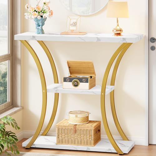 Hoctieon 3 Tier Console Table with Open Wood Shelves, Decorative