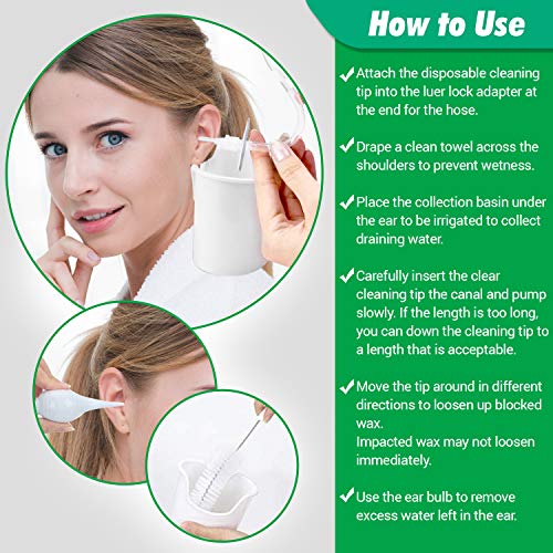 Healov Ear Wax Removal Kit – Ear Cleaning Earwax Removal Tool Set for Adults & Kids – Spray Bottle Flusher, Otoscope Ear Cleaner Extractor, Single Use Irrigation Tips, Basin, Syringe Suction Bulb - Thumbnail 4