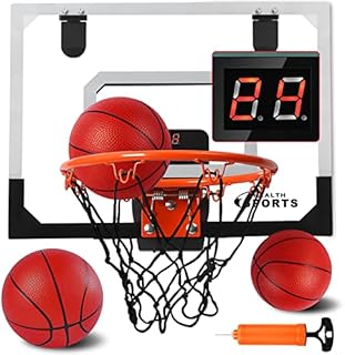 Over The Door Basketball Hoop with Electronic Scoreboard Indoor Basketball Hoop for Kids and Adults Bedroom Basketball Hoop Office Mini Hoop