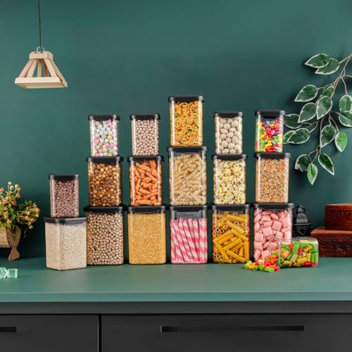 Image of Kitchen Storage Set Of 18 Airtight Containers Set For Kitchen Storage And Containers Box For Pantry Organization And Container For Kitchen Accessories Items & Storage Set of 18-(350ml+650ml+950ml)