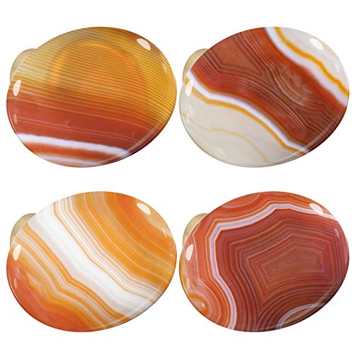 mookaitedecor Set of 4 40mm Carnelian Stone Drawer Knobs with Screws, Healing Stones and Crystals