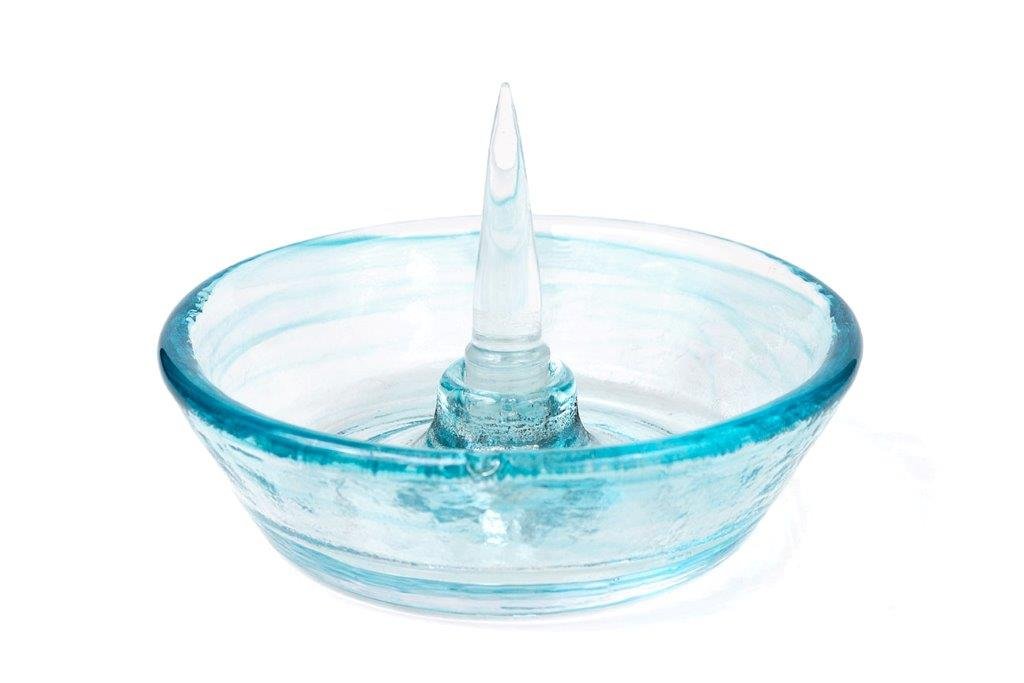 Debowler: Handmade Glass Ash Tray with Removable Spike- Aqua
