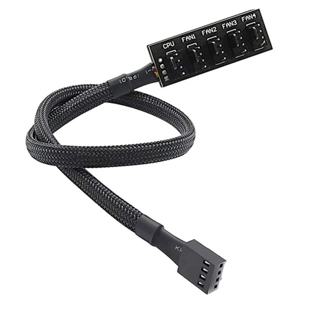 4szt. Koncentrator Wentylatora PWM, Chłodzenie Procesora Komputera PC 4 PIN/3PIN Wentylator Kabel Zasilający Hub Rozdzielacz Adapter z Rękawem PWM Case Splitter Wentylatora Trwała Wysoka Jak
