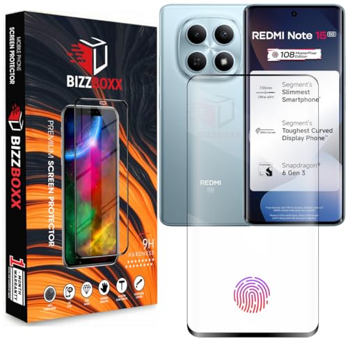 Image of Compatible With REDMI Note 15 5G | Note 15 SE Full Glue Tempered Glass Screen Protector Guard With Curved Edges - Fingerprint Working, UV Glue Not Required (For REDMI Note 15, 6.77 Inch) - Pack of 1