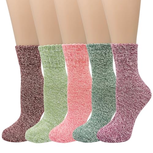 allydrew Women's Wool Blend Frosted Winter Quarter Socks (Set of 5)