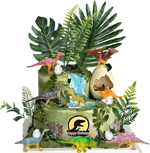 18 Dinosaur Birthday Cake Decorations Jungle Animal Theme Birthday Party Boys Cake Decorations Dinosaur Eggs Jungle Leaves