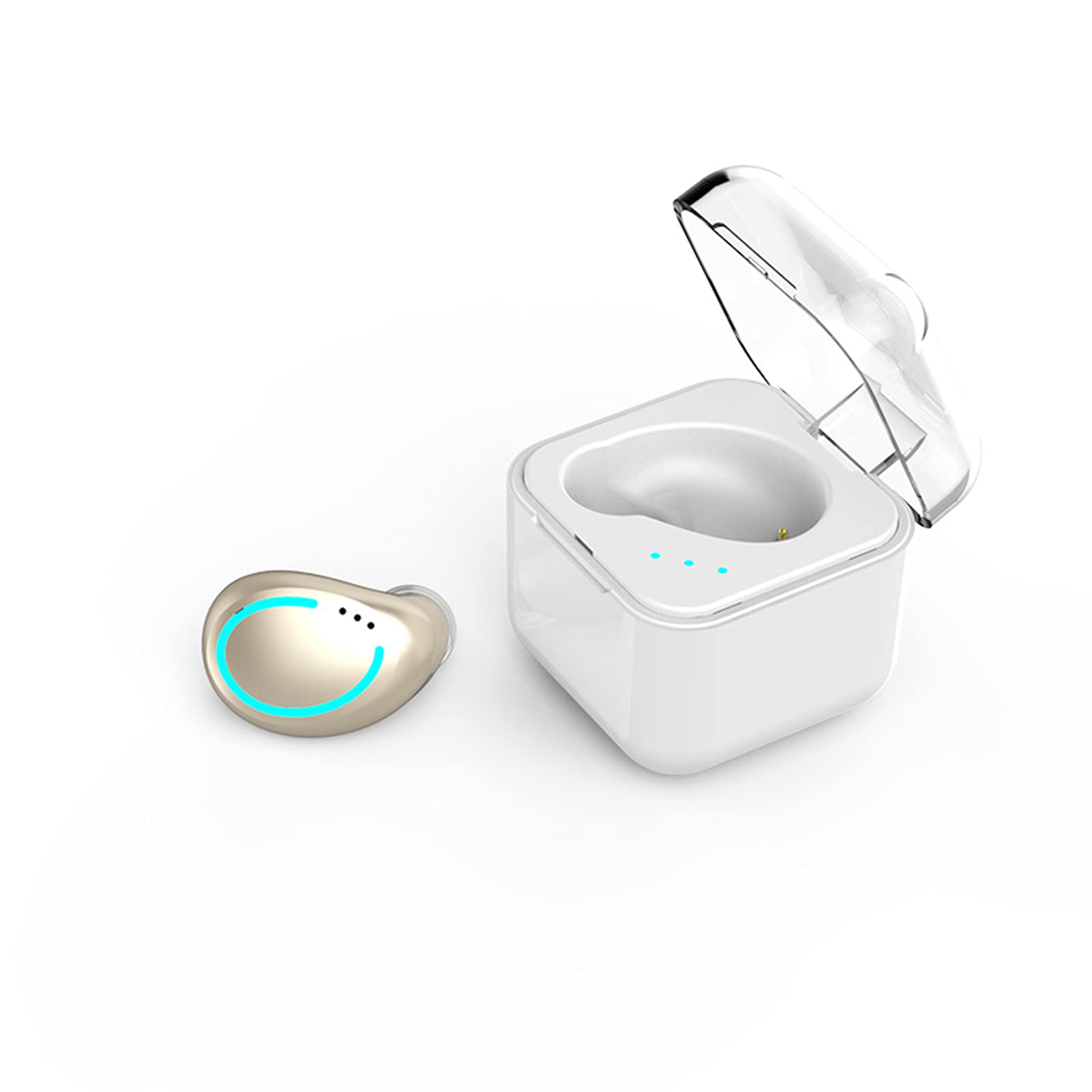 Wireless Single Ear Bluetooth Headset, 5.0 Bluetooth Headset, Waterproof Sports Headset With Charging Compartment, Car Call gold