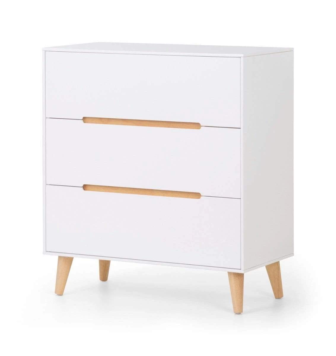 Julian Bowen Alicia 3 Drawer Chest of Drawers Oak White Scandinavian Style