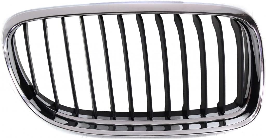 For BMW 328i/328i xDrive 2009 2010 2011 2012 Grille Driver and Passenger Side | Pair | Black Edge Center Fins | w/Chrome Frame | Replacement For BM1200192, BM1200191 | 51137201967, 51137201968