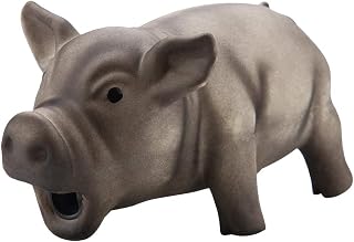 Latex puppy toy, natural latex, cute pig, grunt, squeaky, dog, chewing toy, funny animal, interactive play toy for pets (black)