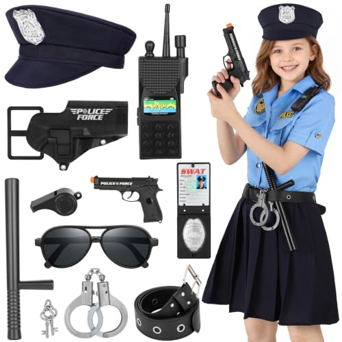 Luucio Girls Police Officer Costume for Kids, Police Costume for Kids, Halloween Costume for Girls, Role Play Kit