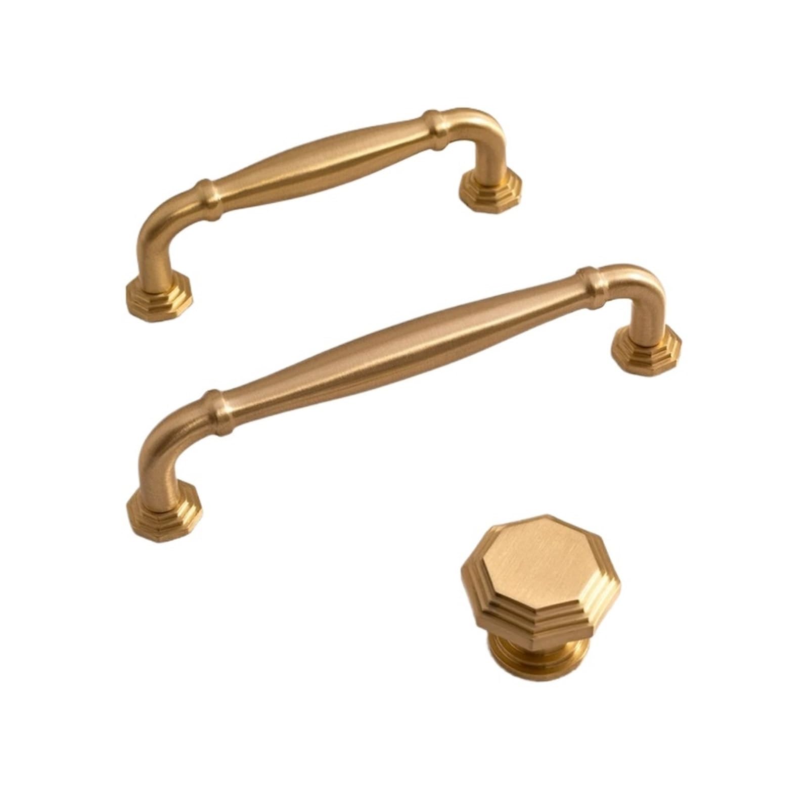 Qvorlth Vintage Cabinet Pulls Solid Brushed Brass Handle Kitchen Cabinet Pull Furniture Wardrobe Drawer Knob(1278-96-TBS)