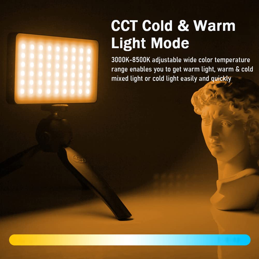 Luce led RGB HUIOP Luce video RGB portatile Pannello luce di riempimento a LED 3000K-8500K Dimmerabile 12 effetti di luce CRI97+ Batteria integrata con adattatore Cold Shoe per Vlog Streaming live Vid