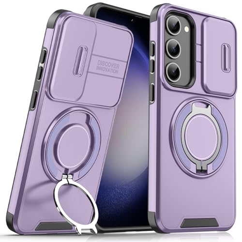 Coque Samsung S23 5G Mag-Safe antichoc violette avec anneau support