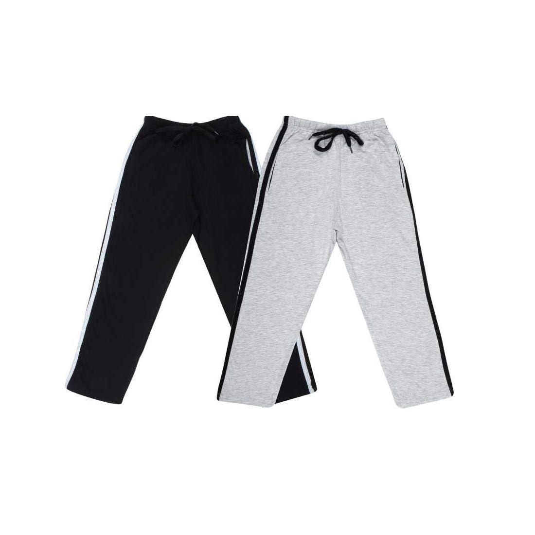 French Kleider Boy's Cotton Solid Full Length Regular Fit Track Pants_ Pack of 2 (Black & Grey)-picture-42