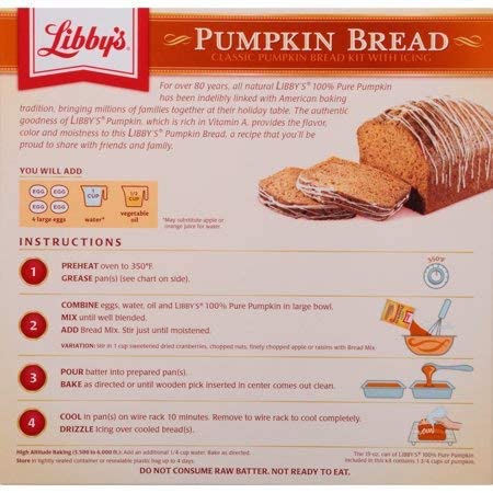 Libby's All Natural 2 Loaves Pumpkin Bread Kit With Icing 56.1oz (6 Packs)