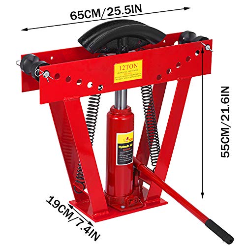 Happybuy 12 Ton Exhaust Tubing Bender 1/2 Inch Square Hydraulic Hand Pump Tubing Bender Stroke 130mm Pipe Bending Tool within 90-180 Degree Steel Pipe Bender with 6 Dies