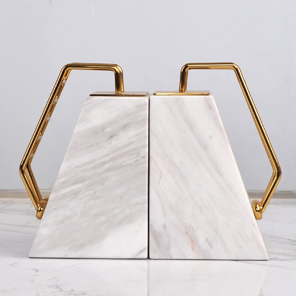 Marble Bookends Decorative Bookend Figurines Bookends for Shelves Decorations Stereoscopic Decorative Bookends for Shelves, Heavy Decorative Book Stoppers Bookshelf Decor