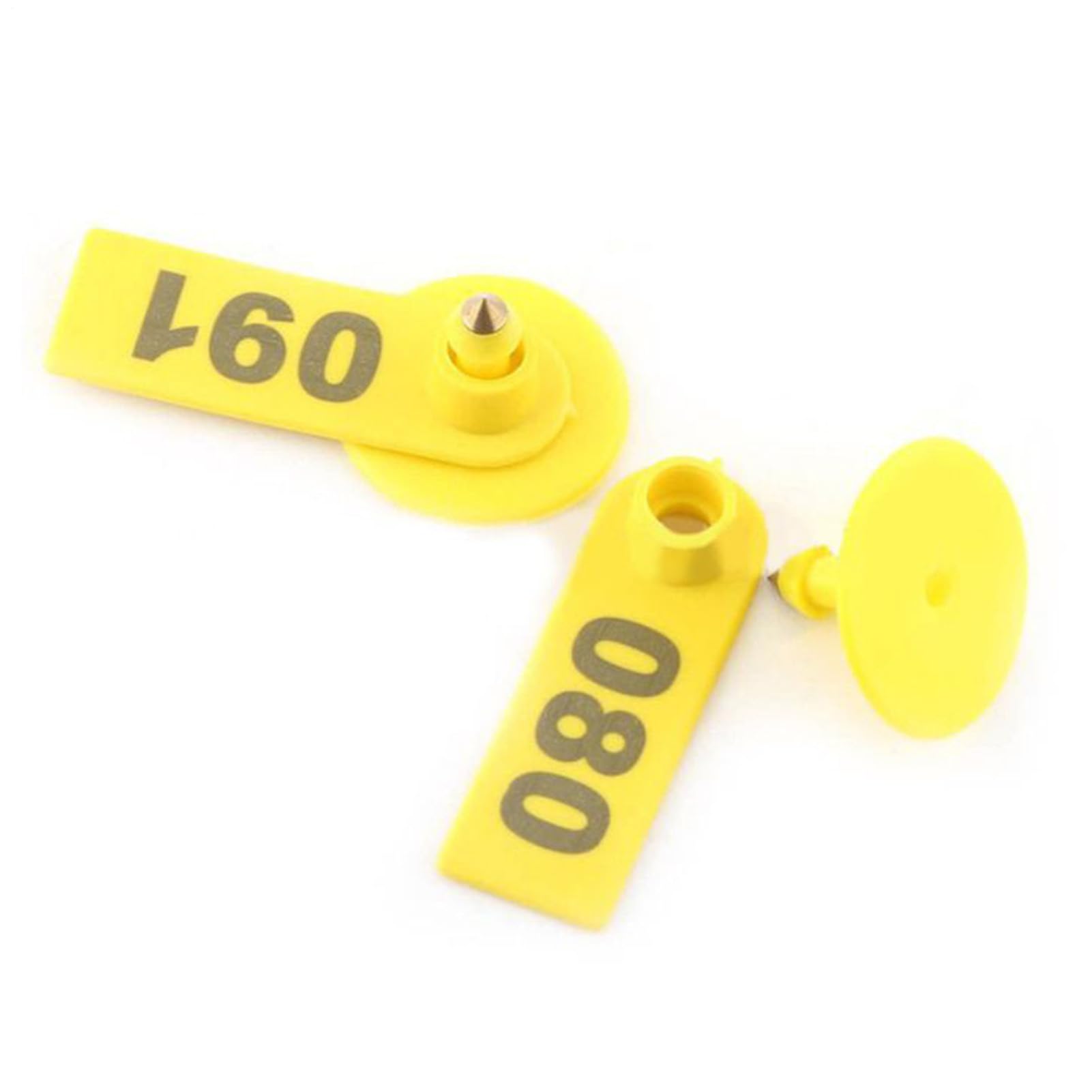 Lot de 100 étiquettes d'oreille de bétail 001-100 en PVC et acier pour mouton, chèvre, chien, cerf, lapin, porc, pâturage, ferme, pelouse, jardin, cour 5,2 x 1,8 cm