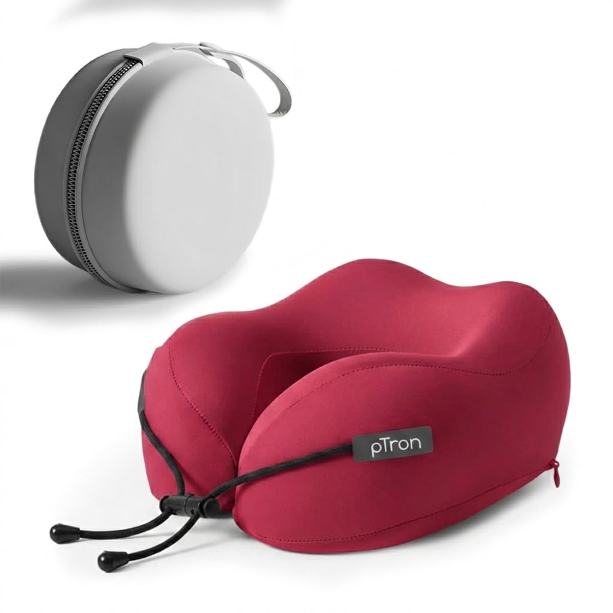 ptron ergova s4 travel neck pillow, hi-per memory foam, lightweight neck support pillow, ideal for flight, car & travel comfort, carry zip pouch (maroon)
