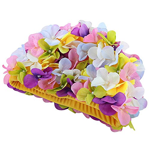 Bonnet de Bain Fleurs pour Les Femmes, Wingbind Filles Floral Swim Hat Cap Bonnet de Bain Chapeau Retro