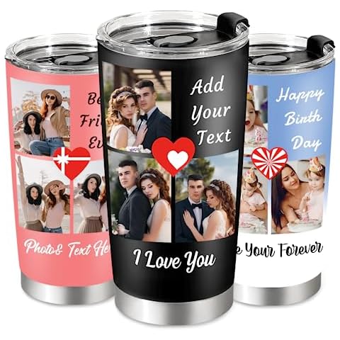 UNIQUILLING Personalised Travel Mug with Photos Cover
