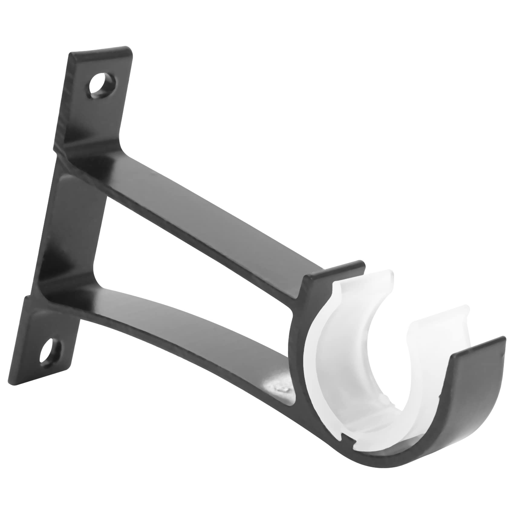 Littimoon 4 Pack Single Curtain Rod Brackets for Drapery Rod Aluminum Alloy Heavy Duty Curtain Rod Holders (Black)