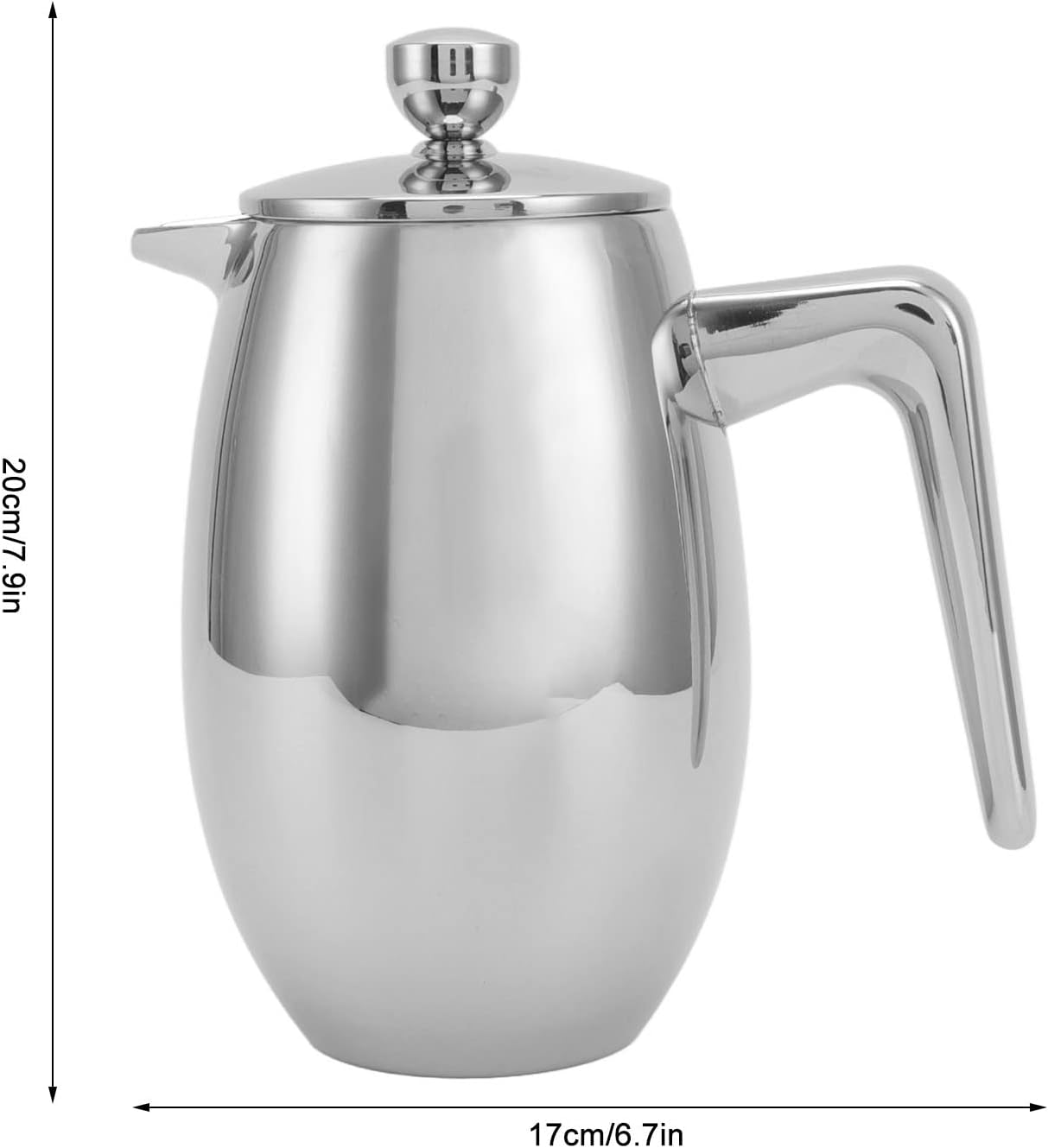 304 Grade Stainless Steel Insulated Coffee Press with Spoon, French Press Coffee Maker, Cold Brew Heat Resistant Thickened Borosilicate Coffee Pot for Camping Travel(27OZ/800ML), French Press COF